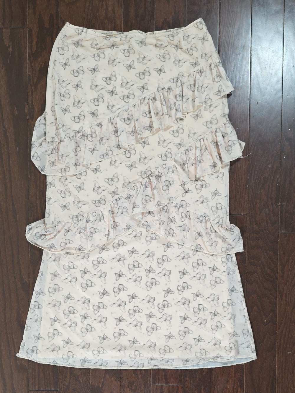 Women’s Cream Butterfly Ruffle Dress